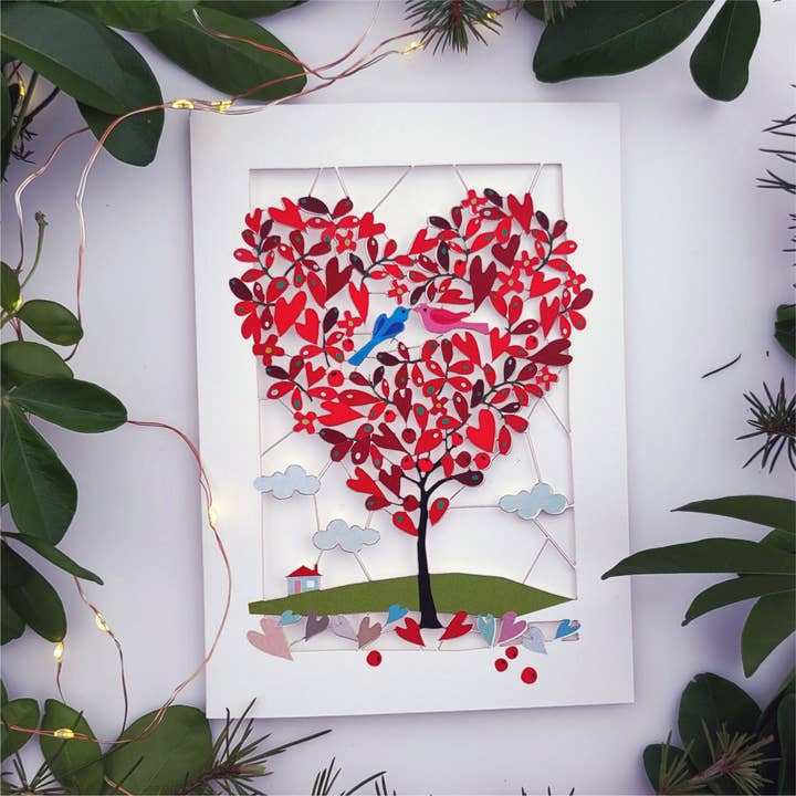 Heart Tree and Birds - Blank - Love/Valentines Card - PM133 for wholesale by Forever Cards Ltd