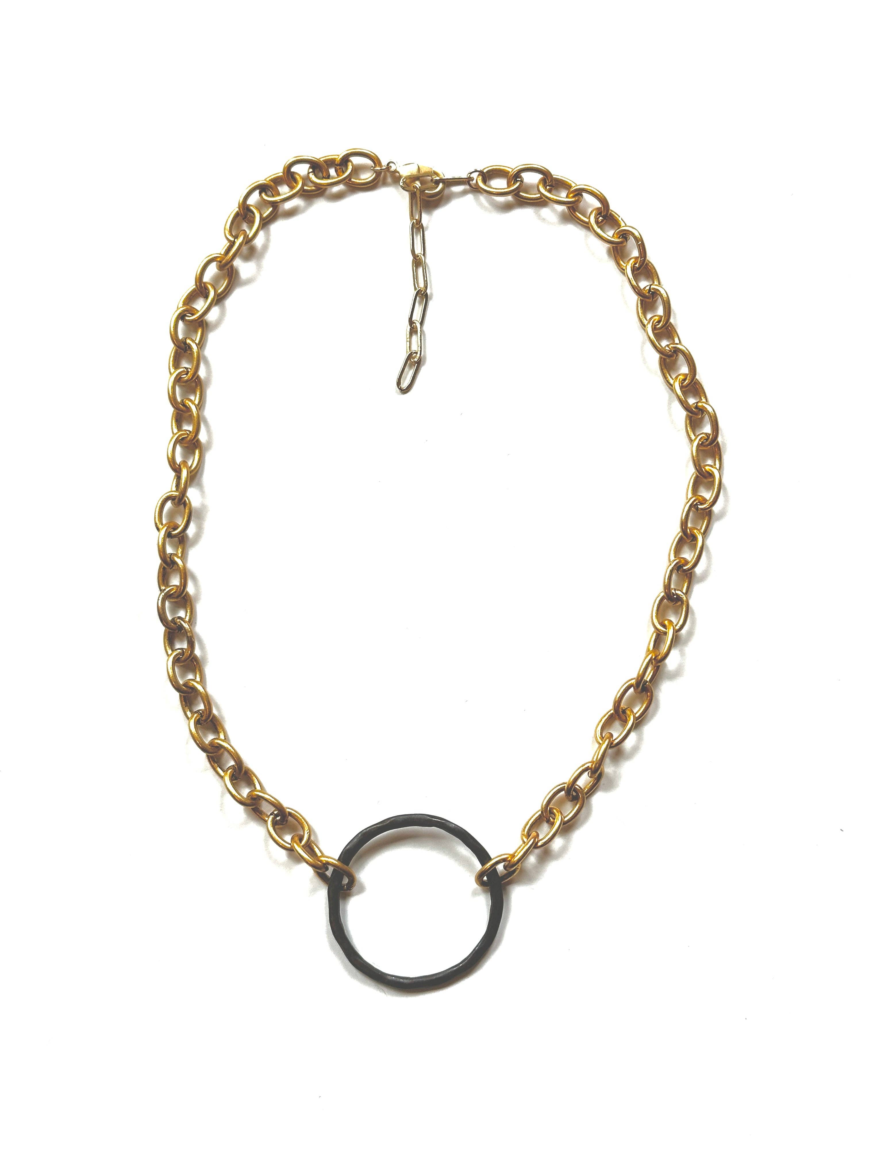 CV Designs - Wholesale Link & Chain Necklace - rustic brown circle-cvnruci-NEW0