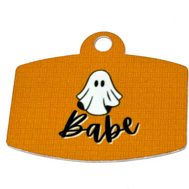 Boo Babe Orange Digital QR Code Pet Tag for wholesale by Afropawlitan