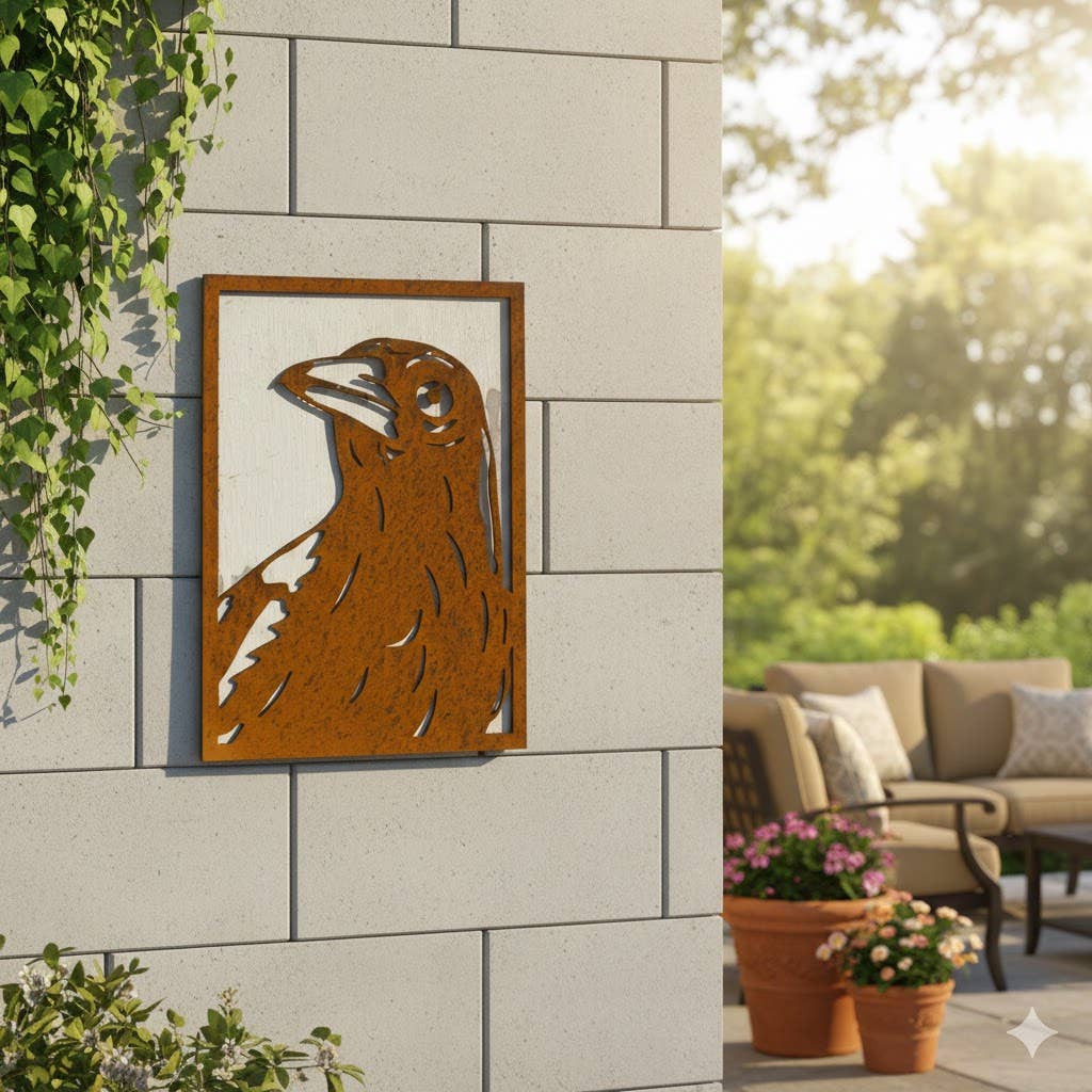 vidh imports - Wholesale Garden gnome - Framed Magpie Metal Wall Art Home Garden Lasercut Sculpture 3