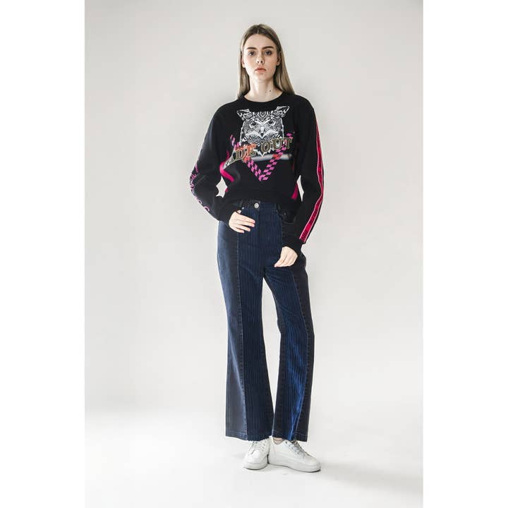 Owl long-sleeve open-back T-shirt for wholesale by VUDECO