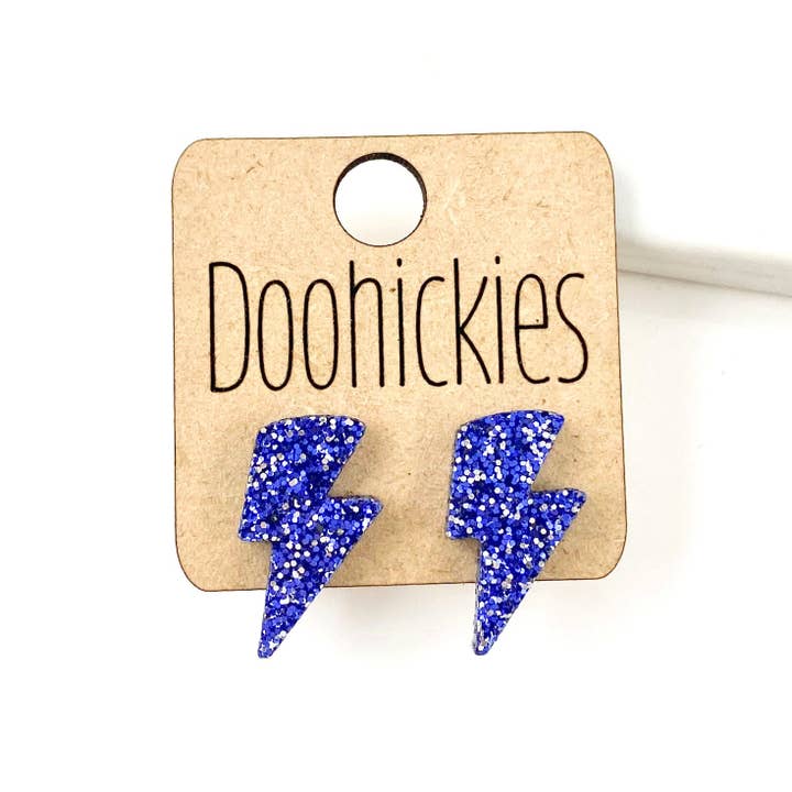 Doohickies - Wholesale Stud/Post Earrings - 20mm School Spirit Lightning Bolt Studs - Custom Spirit Earrings - 9 Color Options3