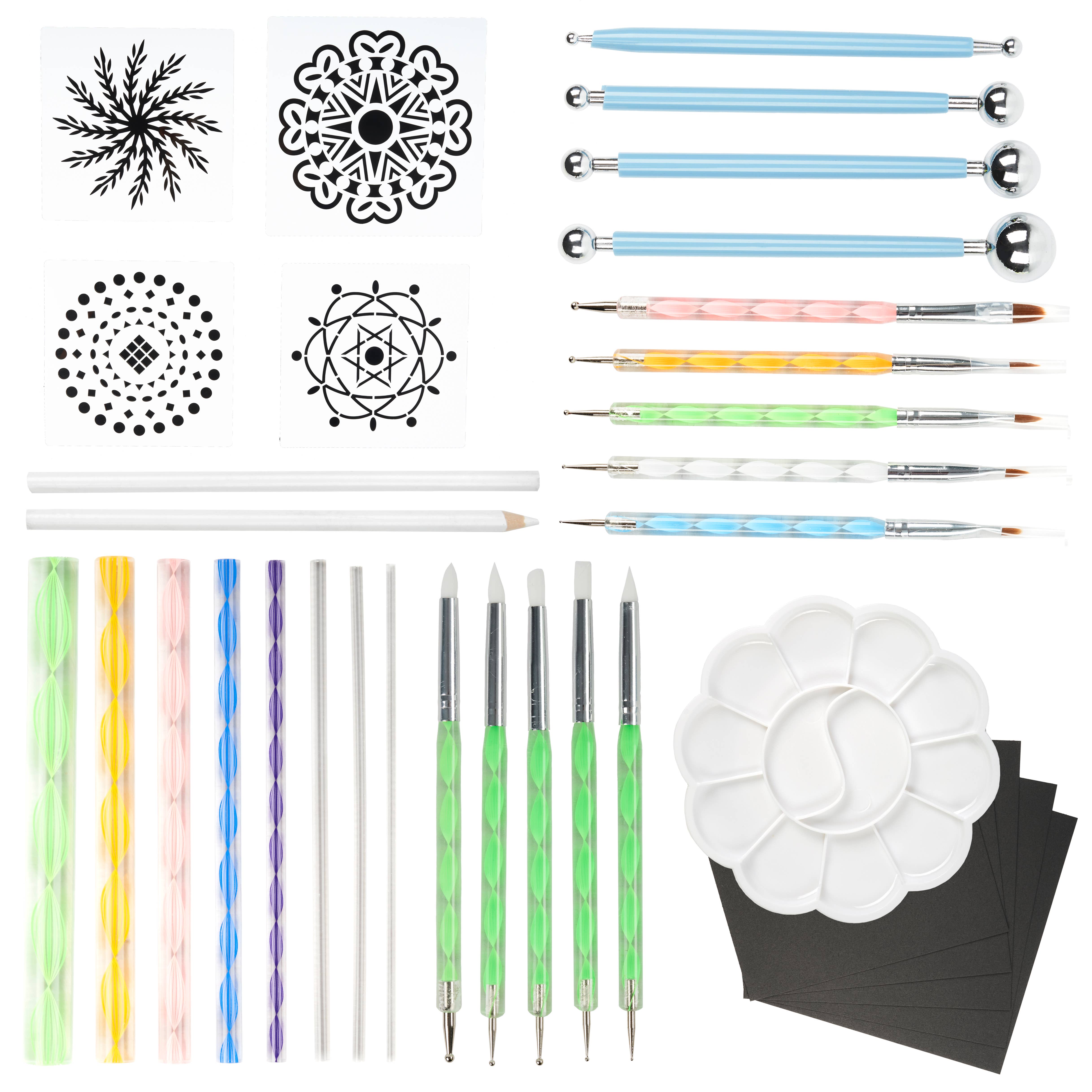 The Twiddlers – Engroshandel DIY-hobbysæt – 35 dele mandala prikværktøjssæt til sten, papir og negle8