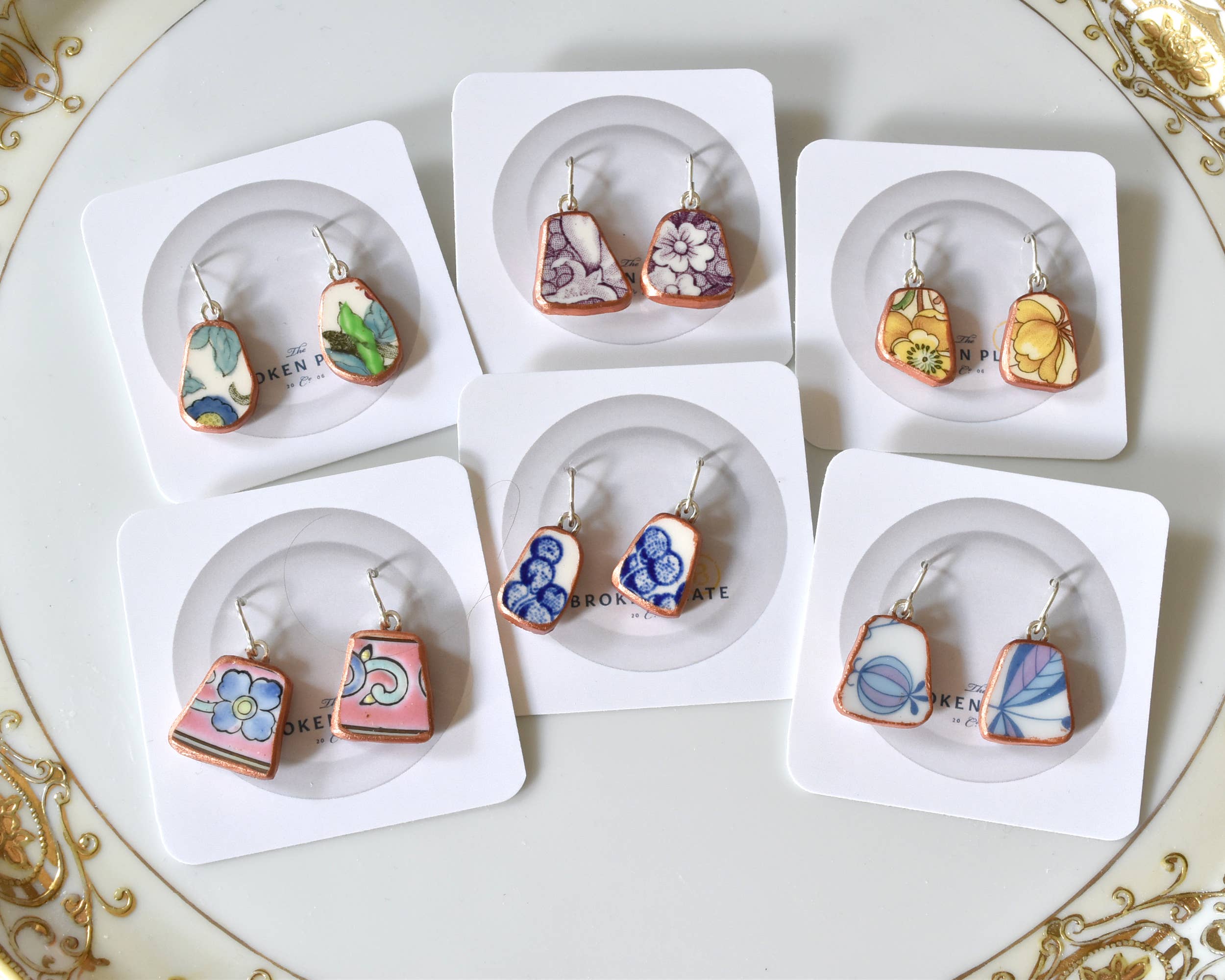 The Broken Plate Pendant Co - Wholesale Dangle Earrings - Broken Plate Dangle Earring  - Shard Shape2