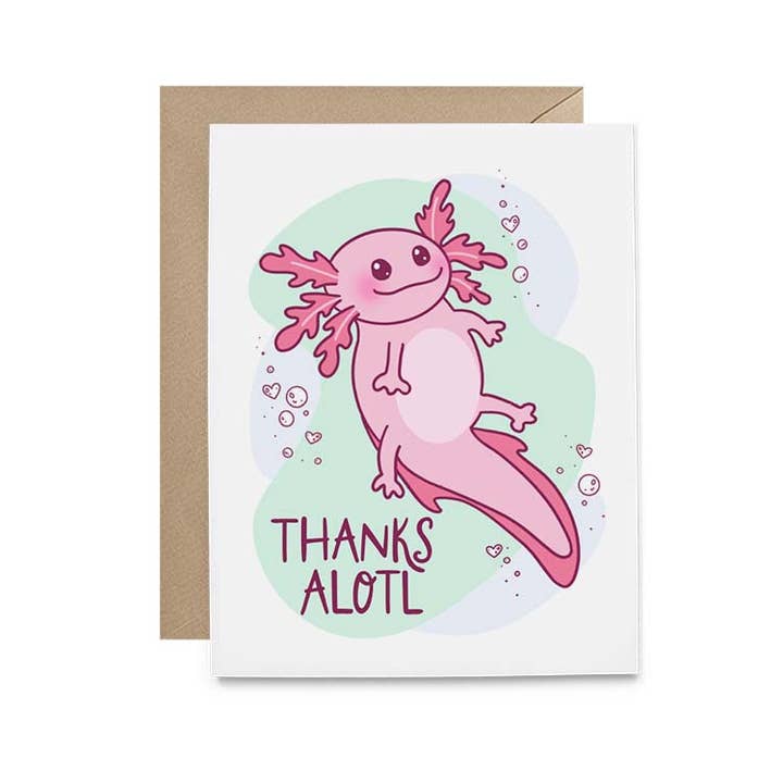 Hello Harlot - Wholesale Thank You Card - Thanks Alotl (Axolotl) Card