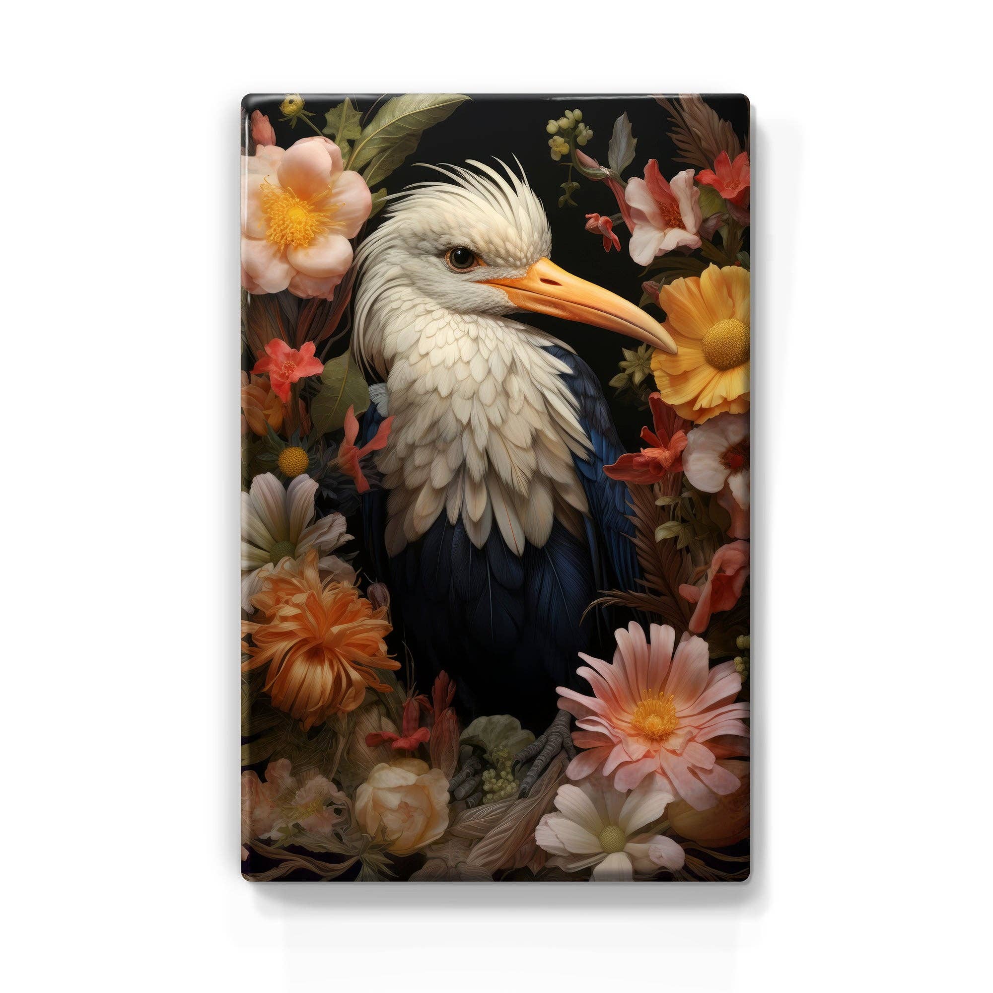 Laqueprint - Wholesale Art Print - Stork with flowers - Laqueprint - 19.5 x 30 cm - LP3160
