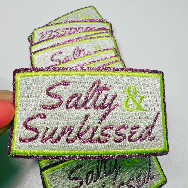 3" Sunkissed & Salty - Embroidered Hat Patch for wholesale by TEELUX