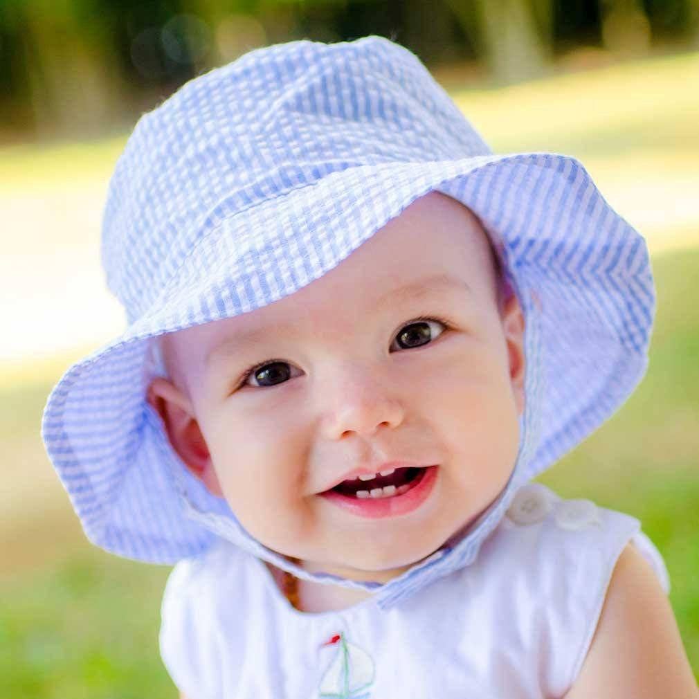 Huggalugs - Wholesale Bucket Hat - Kids - Light Blue Stripe Seersucker Bucket Hat Baby & Toddler SALE6