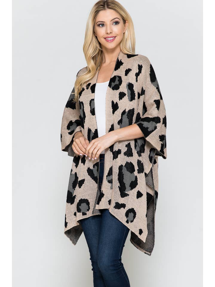 Justin & Taylor - Wholesale Kimono - Women's - Clarabelle || Leopard Print Kimono Cardigan Sweater6