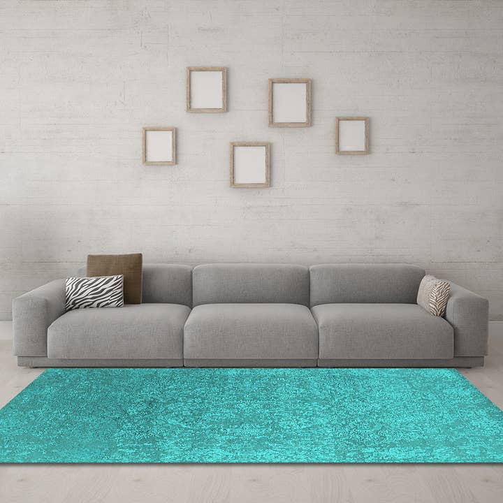 Tapis industriels de couleur turquoise orientale lavables en machine pour la vente par Ahgly