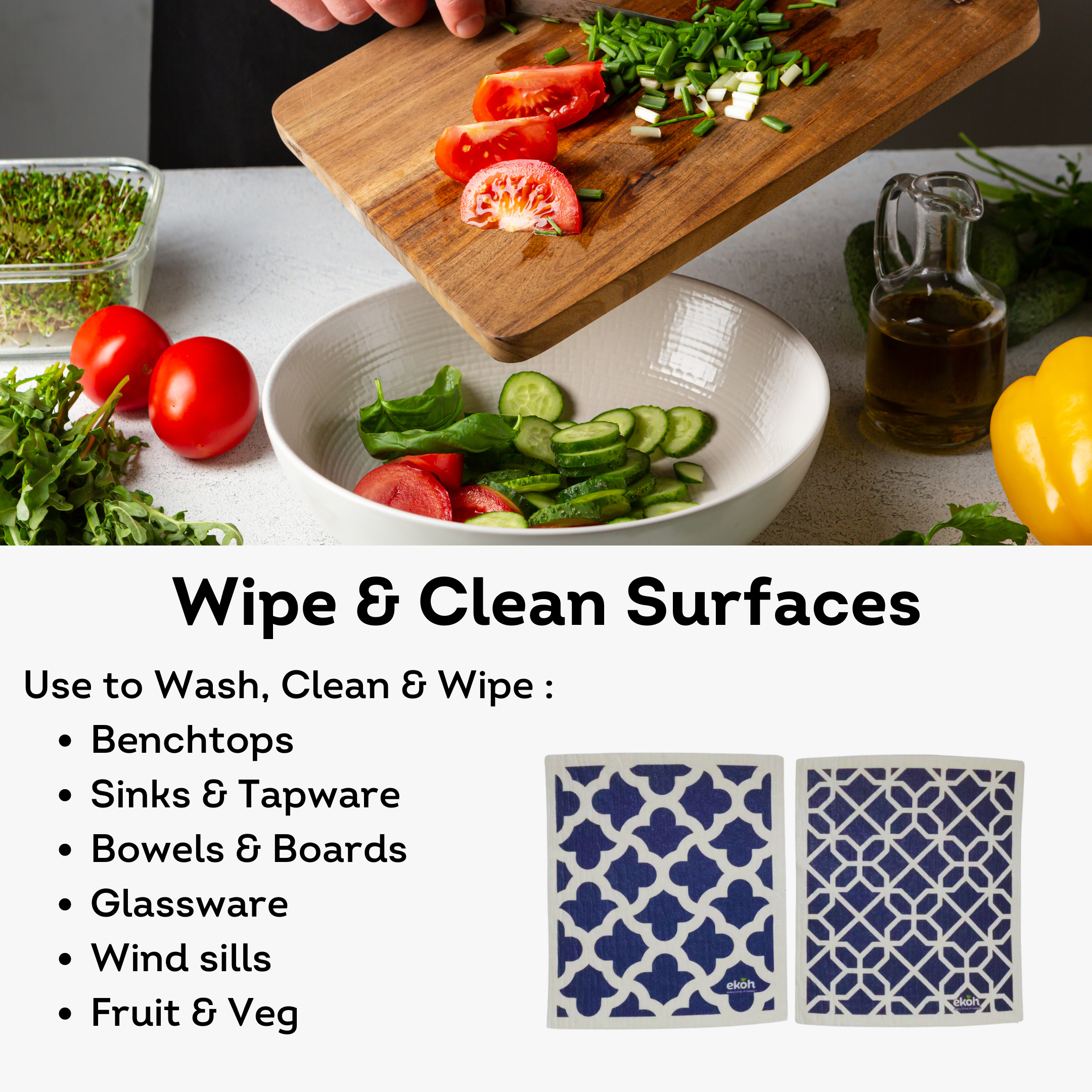 EKOH – wholesale Kökshandduk/Disktrasa –  Svenska Disktrasor: Geometriska Återanvändbara Absorberande Handdukar 2pk3