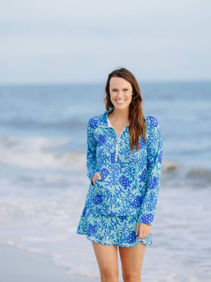 Elizabeth Half Zip Pullover Coco Bay Turtles for wholesale by Knot Responsible