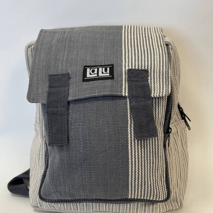 Bikram Grey Right Backpack | Organic Cotton for wholesale by LaLu