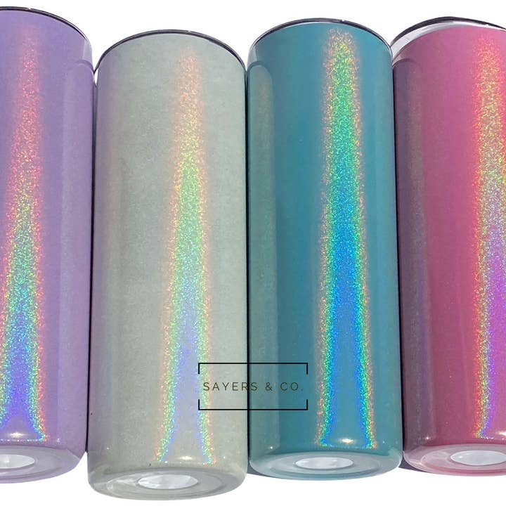 Sayers & Co. – Großhandel Thermotasse/-becher – Großpackung mit 10 - 20 oz Skinny Glitter Sublimation Blank Edelstahl Becher