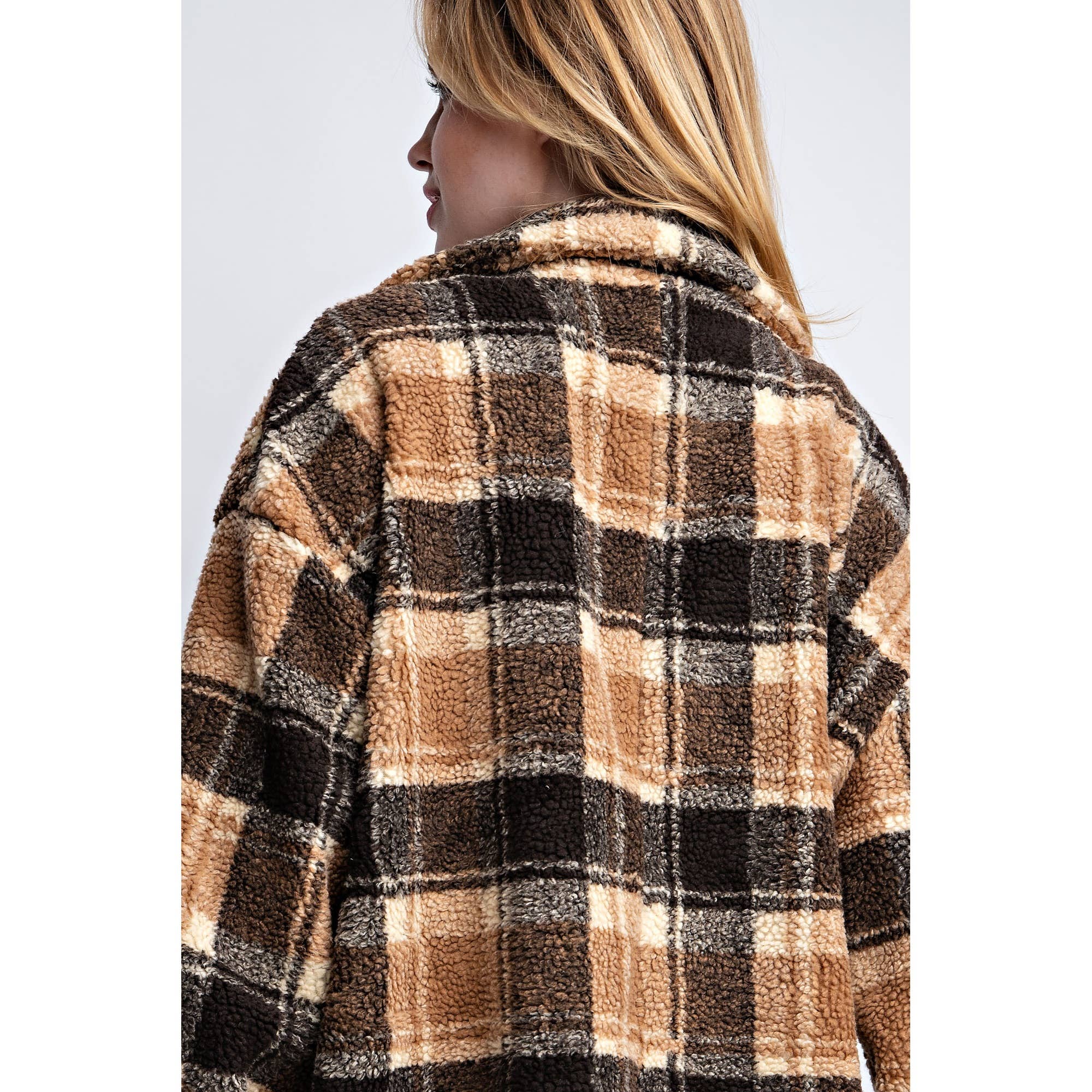 Sweet Generis – Engroshandel Jakke - Dame – PLAID TEDDY OVERSIZE JAKKE8