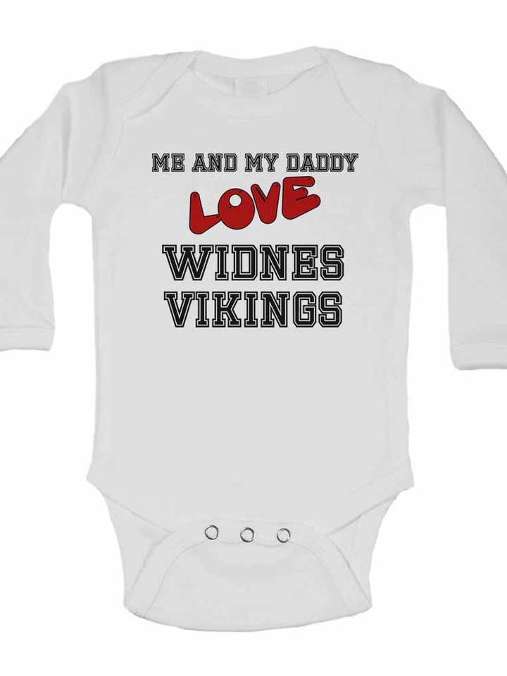 Me and My Daddy Love Widnes Vikings - Babyvesten met lange mouwen voor jongens en meisjes voor wholesale door Little Ratbag