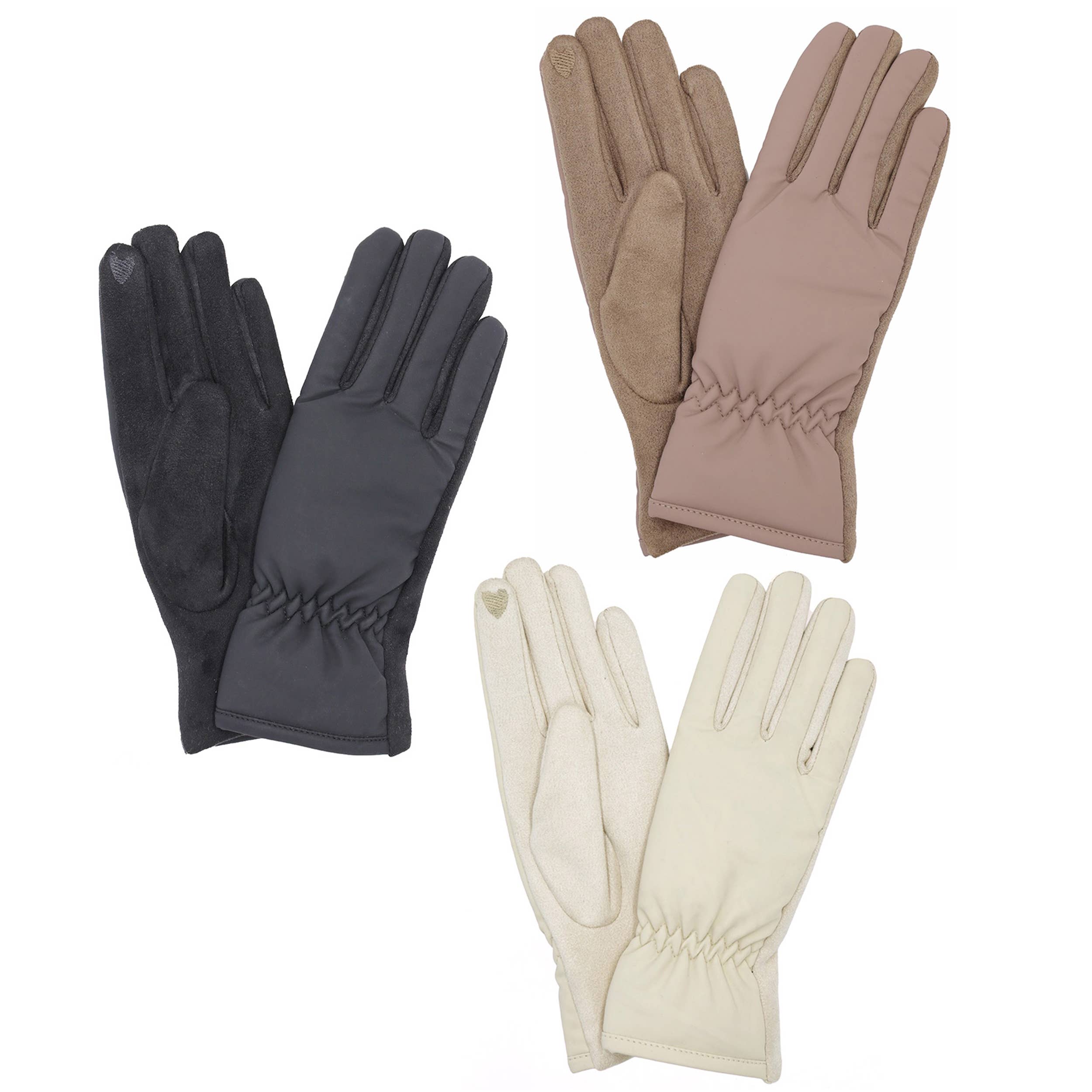Hana - Wholesale Gloves - Women's - Shirred Wrist Smart Touch Winter Gloves2