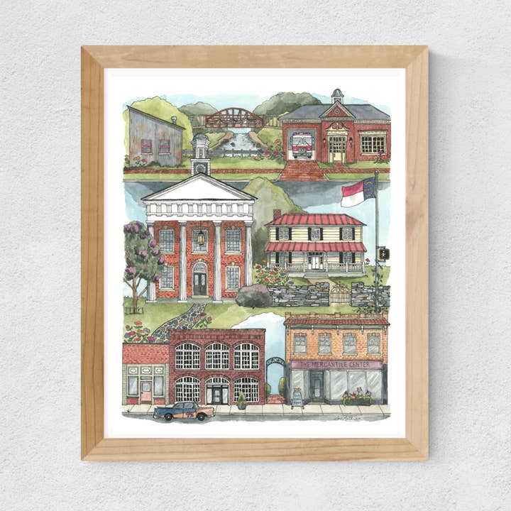 Hillsborough, North Carolina watercolor art print for wholesale by Papermill Creative
