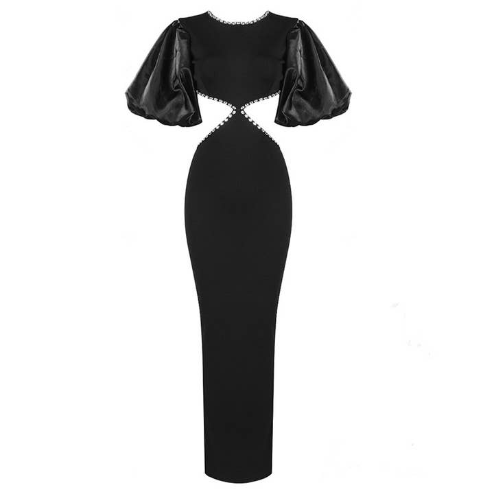 Black DR322Y Elegant Backless Bow-Trim Banquet Dress for wholesale on Faire1