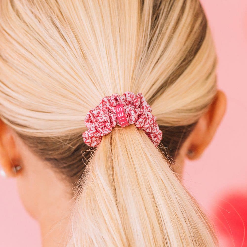 TELETIES - Wholesale Scrunchie - Women's - Silk Hair Scrunchies | Small | Pink Ribbon Power2