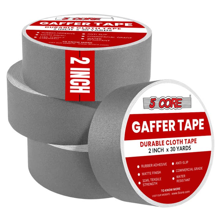 5 Core Gaffers Tape 2" 30 Yards 4Pcs Professional Grey Pro Gaff Tape Non Reflective Water Resistant for wholesale by K Cube Inc