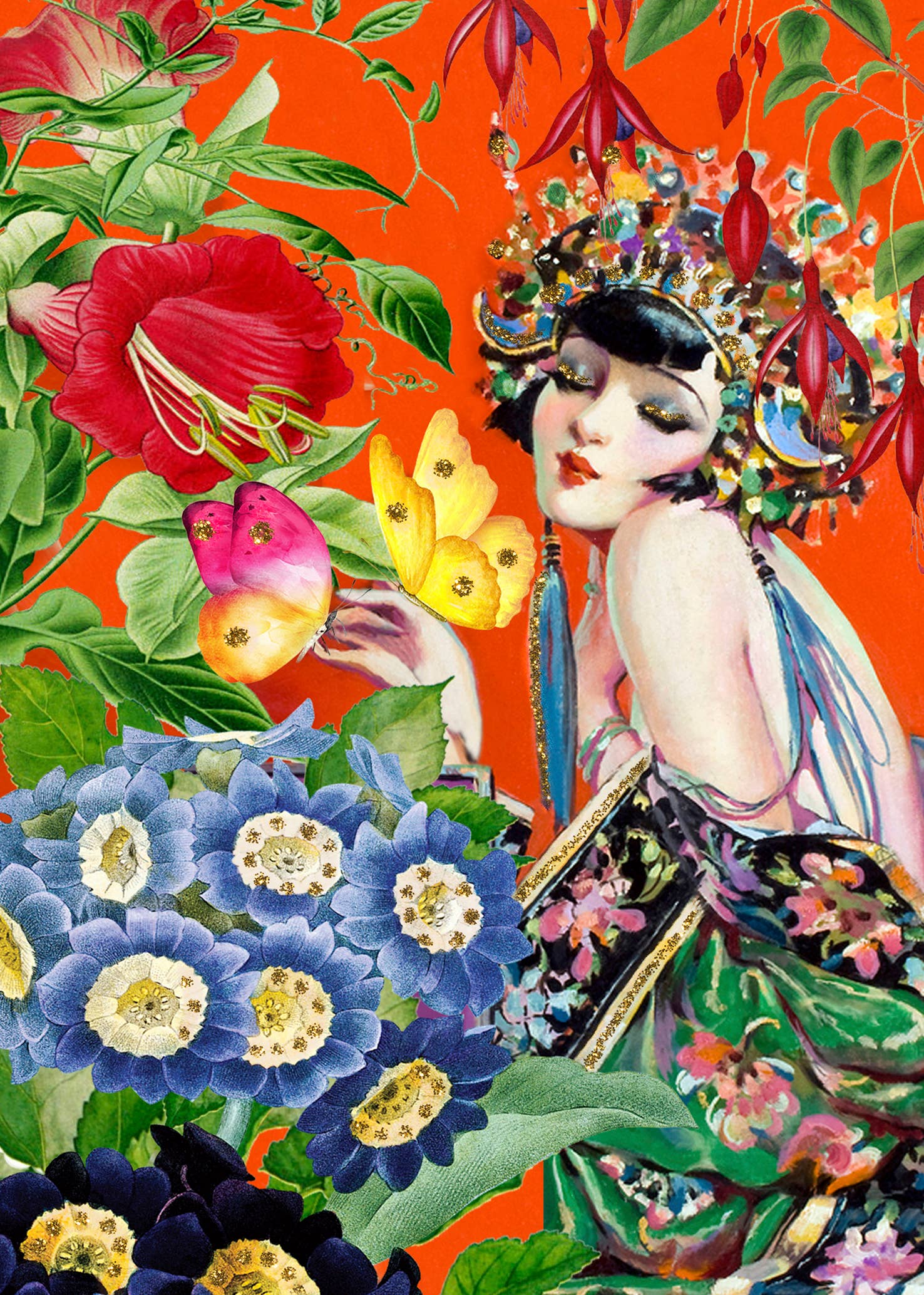 Madame Treacle - Wholesale Gewone wenskaart - GT002P ~ Hand Glittered blanco wenskaart1