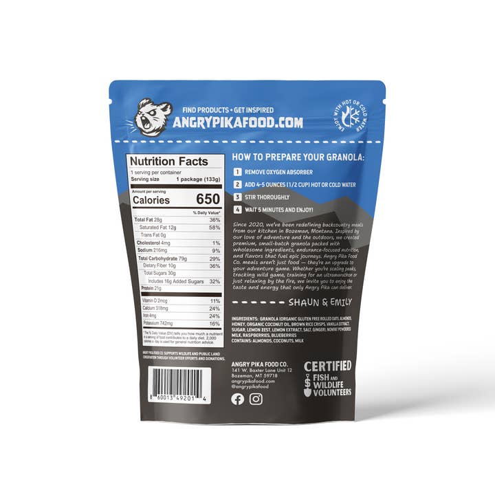 Alpen Fuel - Vente Granolas - Granola au citron et aux baies