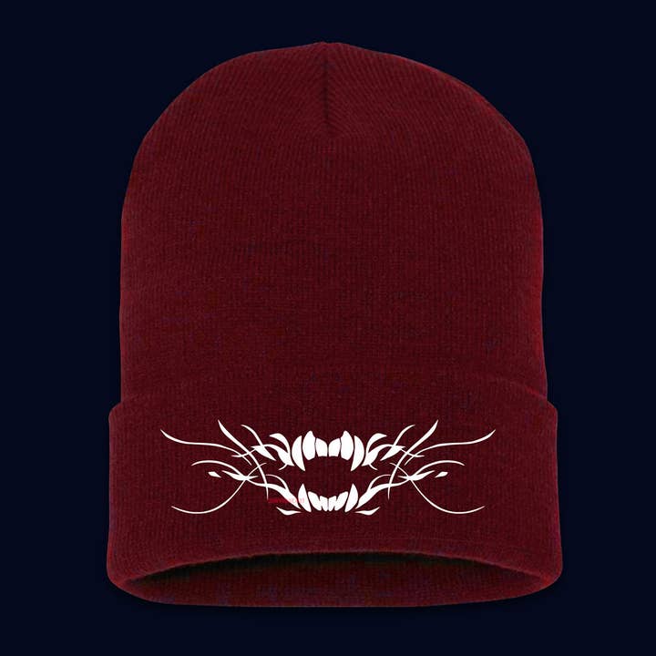"TOOTHY" Beanie - Maroon for wholesale by CORVIDAY