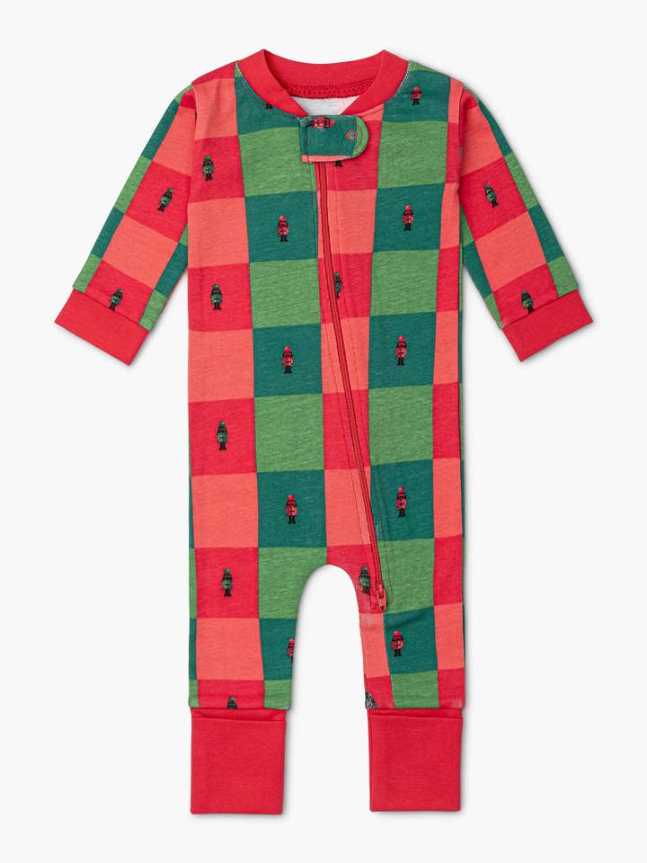 Matching Family One-Piece Baby Pajamas_Nutcracker Checkerboard for wholesale by Monica + Andy