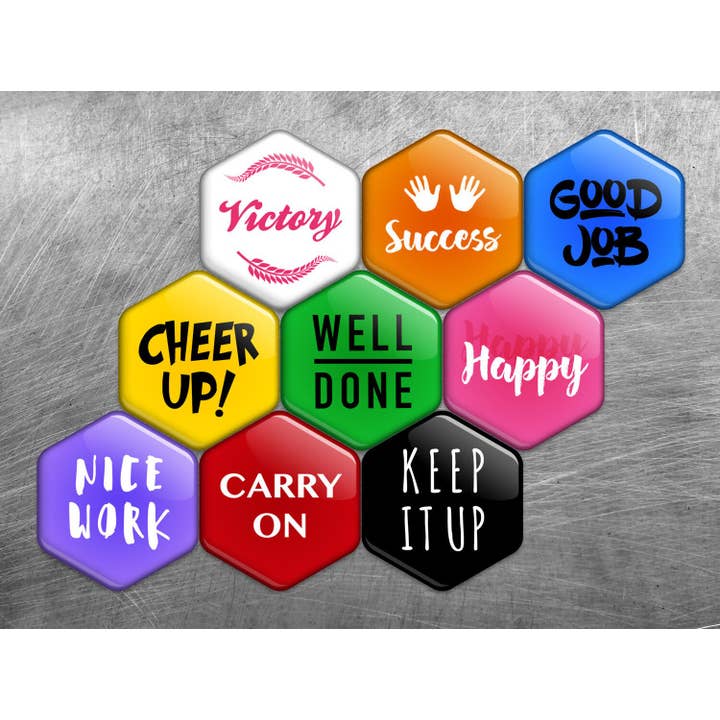 Aimants hexagonaux Words of Reward//Aimant pour réfrigérateur Motivation personnelle Aimants de réfrigérateur à six faces//Continuez, bien fait, succès, bonheur pour la vente par ArtyHills