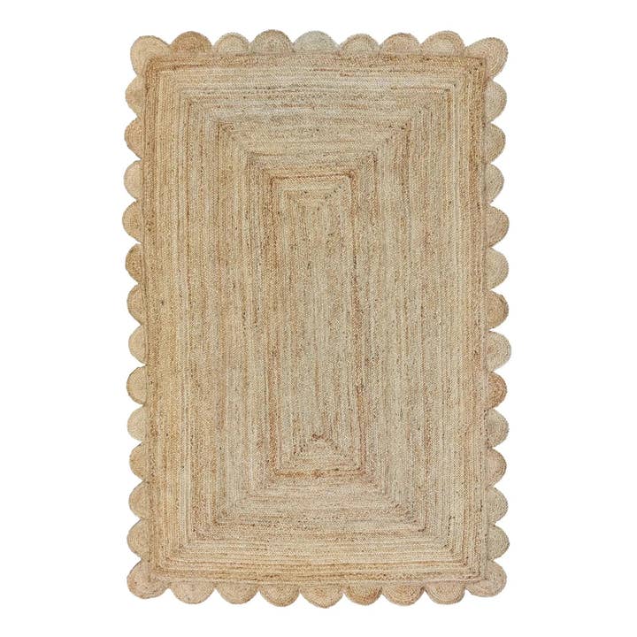 Alfombra pequeña de yute festoneada hecha a mano, color natural para venta al por mayor de Maia Homes