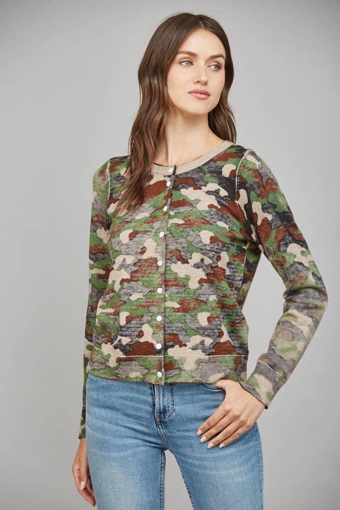 FATE – Großhandel Strickjacke – Damen – CAMO-PRINT-FRONT-KNOPFVERSCHLUSS-CARDIGAN FW155562