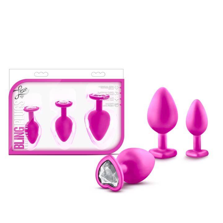 Luxe - Bling Plugs Training Kit - Pink w/ White Gems for wholesale by Blush