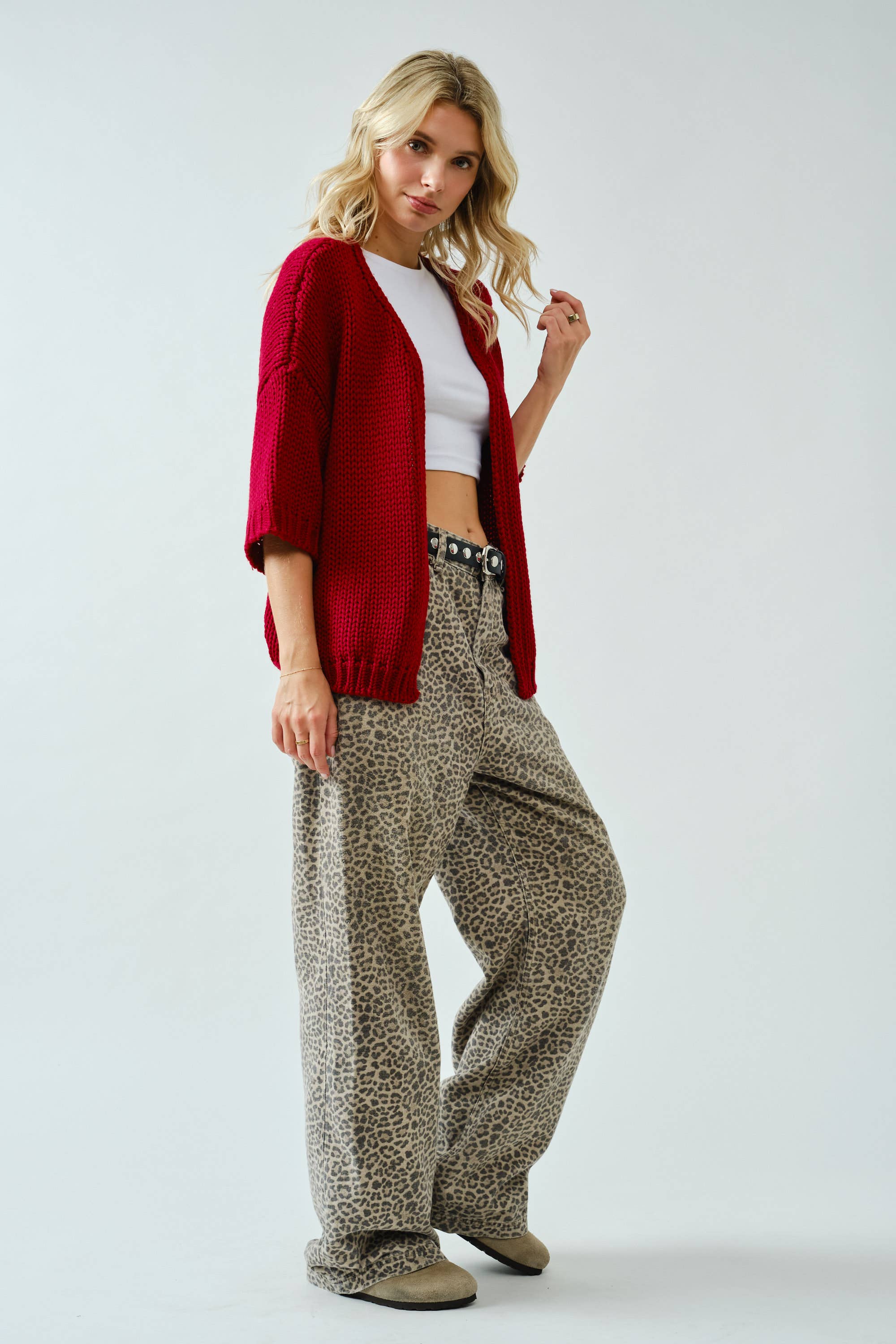 Vermelho SA00115T - Cardigan Aberto Grosso para venda a revendedores na Faire2