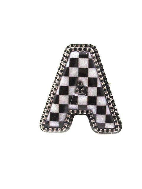 Checkered Bubble Initial Cuff Ring for wholesale by Snowing West