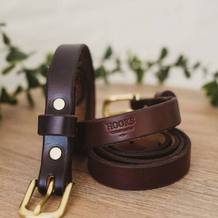Brown Chromexcel Ladies Belt for wholesale by Hooks Crafted Leather Co.