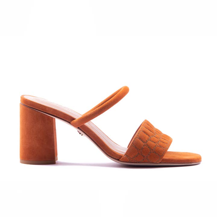 Camurça acolchoada Croc Mule 75 Sienna por atacado de ATANA