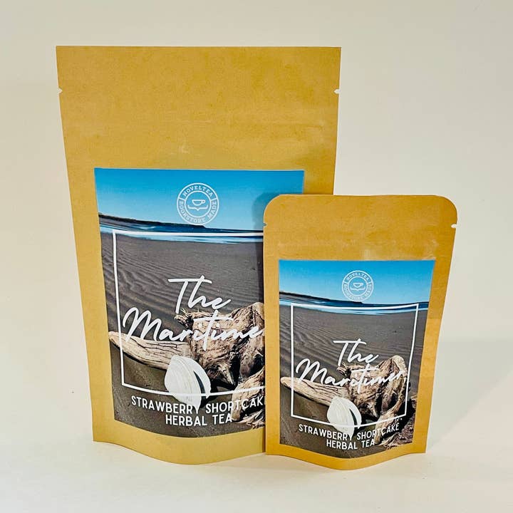 Artist Label | The Maritimer - Strawberry Shortcake HERBAL TEA for wholesale by NovelTea Bookstore & Gifts