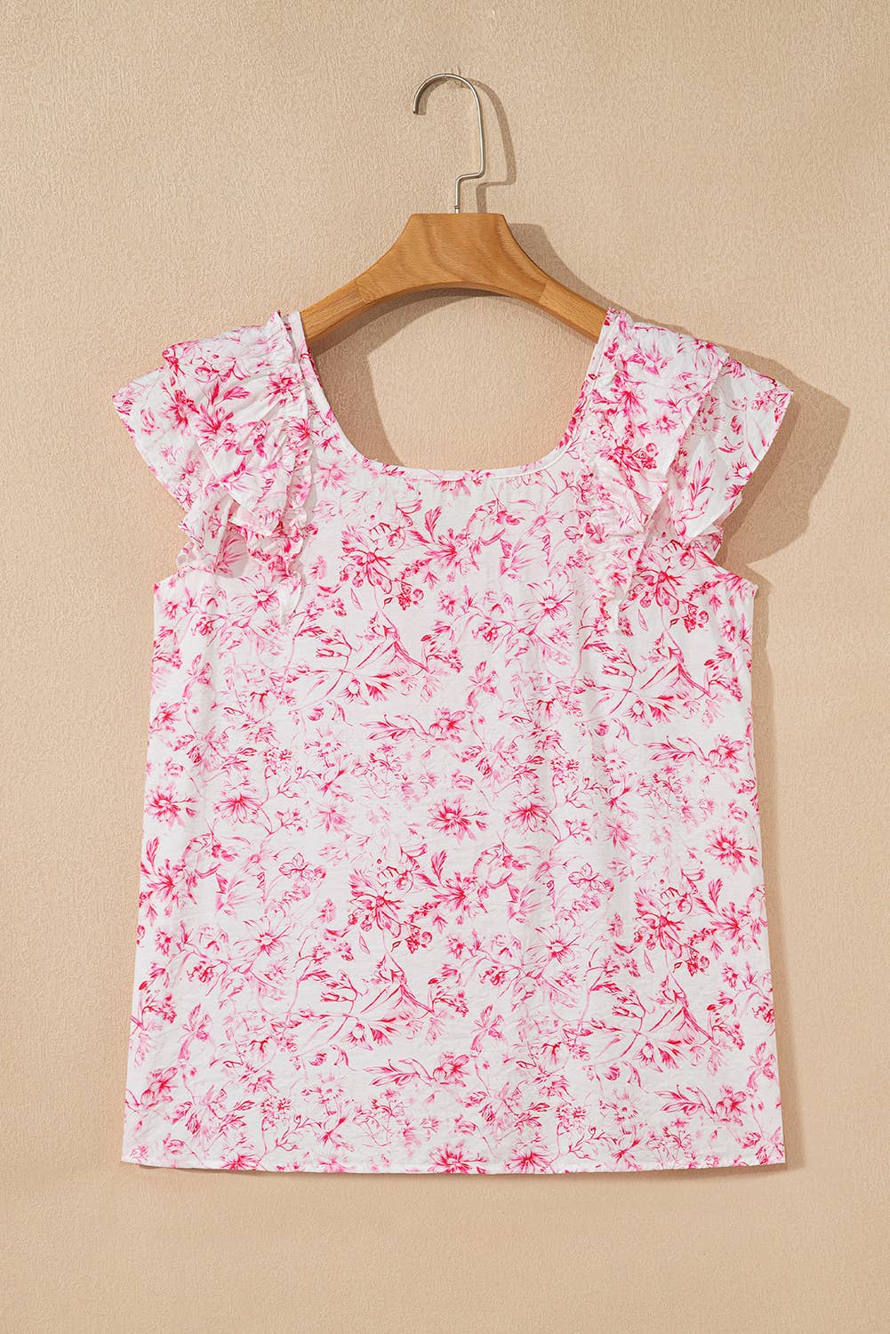 1 the Woman - Wholesale Blouse - Women's - Floral Ruffled Short Sleeve Square Neck Bow Back Blouse4