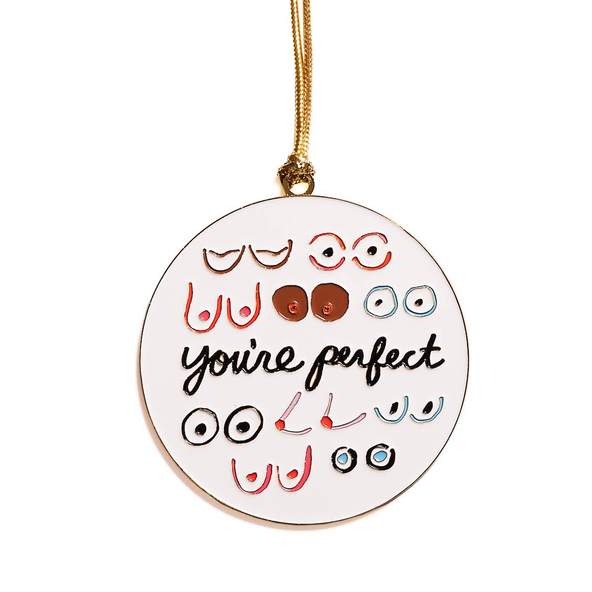 THE FOUND - Wholesale Ornament - Boobs You're Perfect Enamel Holiday Ornament