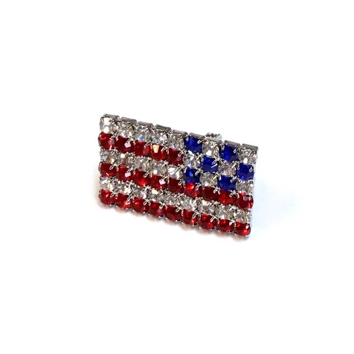 StarryNYC - Venta al por mayor Broches - Broche de esmalte patriótico americano con bandera de EE. UU. de pedrería1