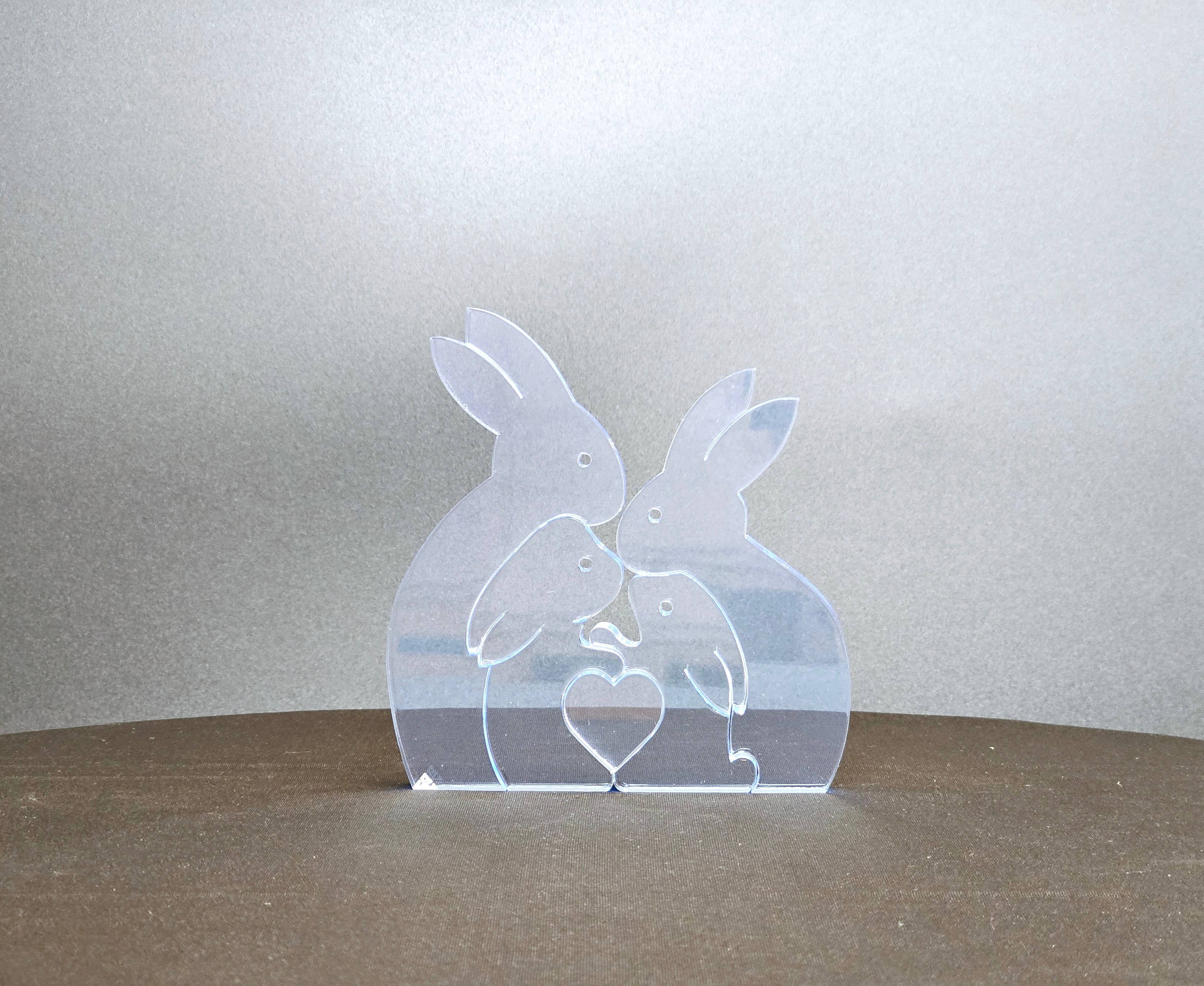 Somar Creations - Vente Décorations de table - Famille de lapins de 4 avec cœur5