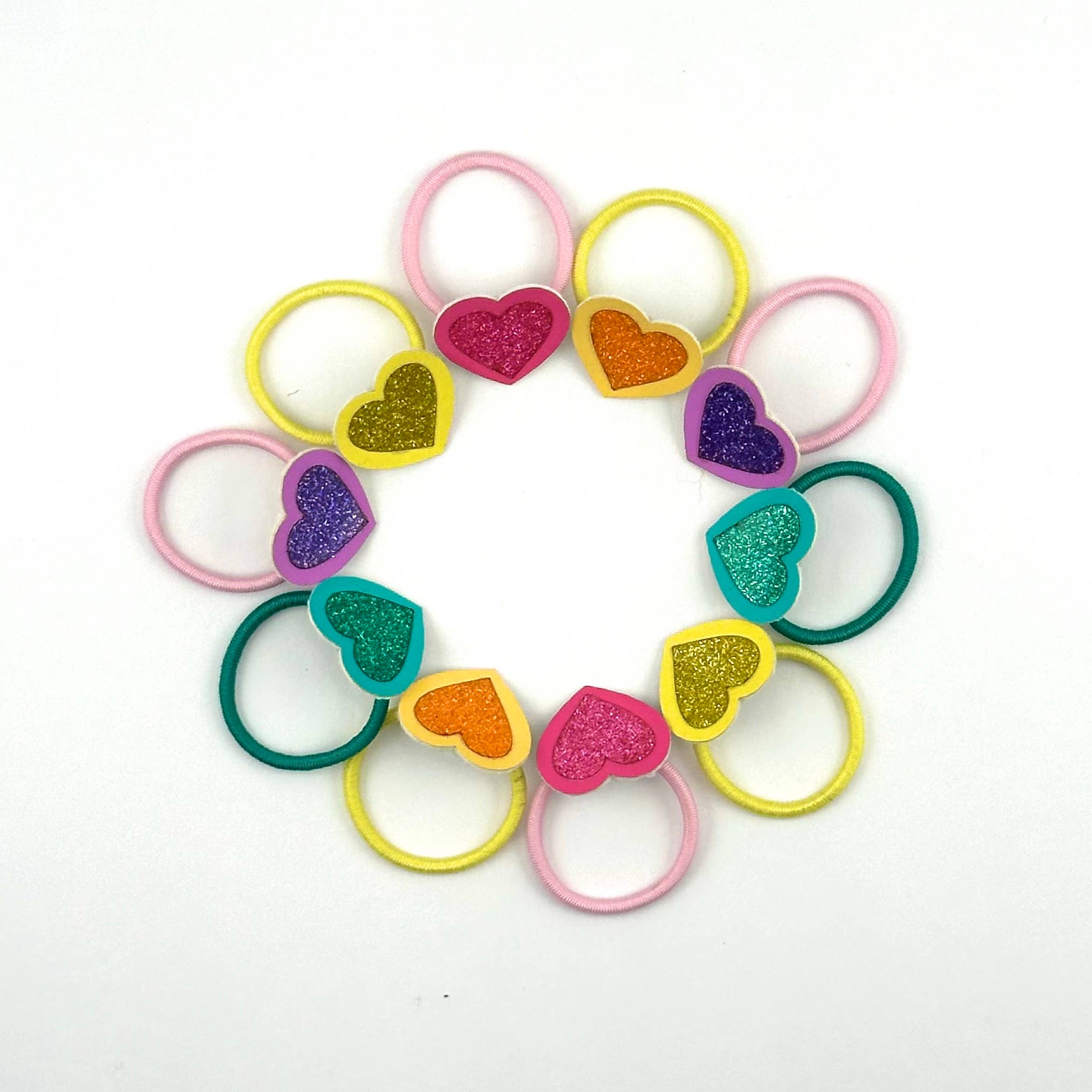 Bluebell Petite - Wholesale Hair Tie - Kids - Heart Glitter Hair Ties2