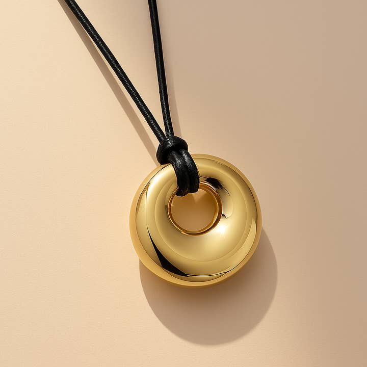 Orb Pendant Necklace 18k Gold Waterproof Modern Minimal Cord for wholesale by Gold Lunar