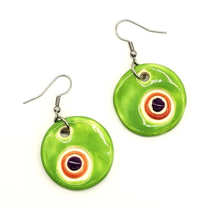 Brincos Ceramic Circle Colorido Colorido por atacado de Eclectic Woodchuck