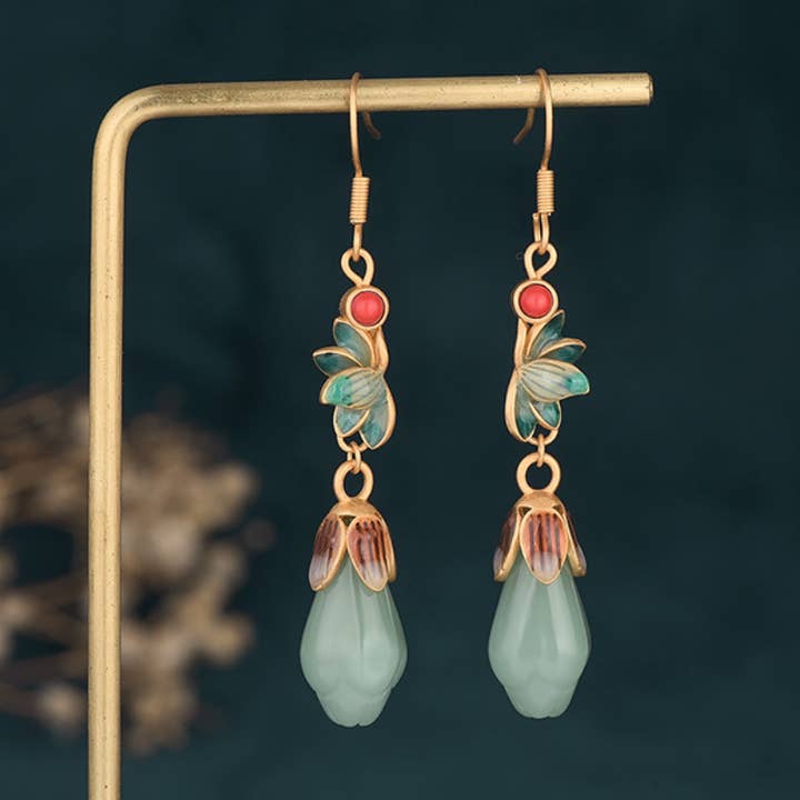 Bright MacMing - Wholesale Dangle Earrings - Enamel Lotus Earrings3