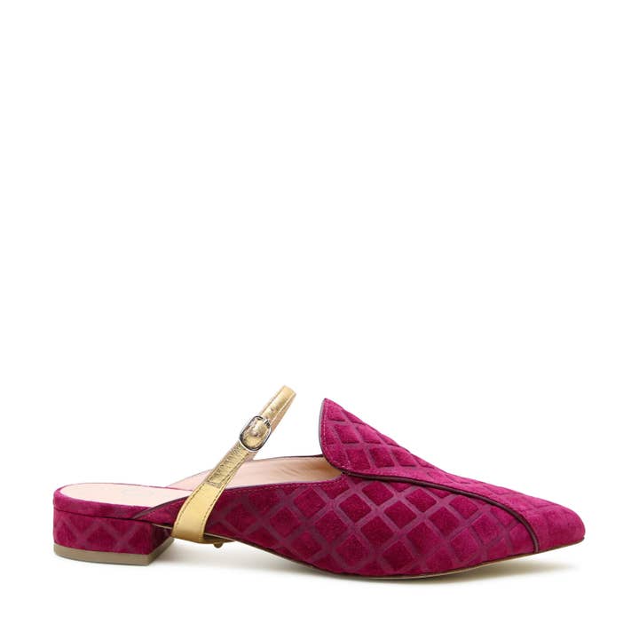 Malbec Puff Pointed Loafer + Gold Twiggy Strap for wholesale by Alterre