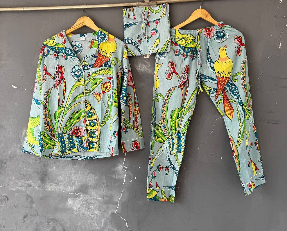 bhavnas boutique - Wholesale Sleepwear Set - Women's - Bird Printed Women Dress Nightwear Suit Party Wear PJ Sets