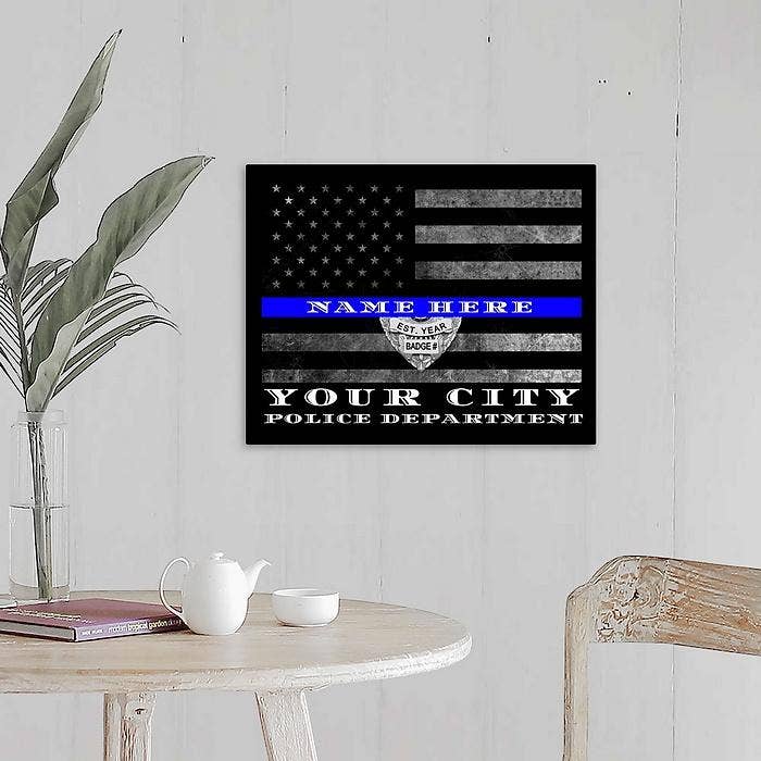 Modern Memory Design Picture Frames – Impressão artística por atacado – Columbus Police Officer Fin Blue Line Flag Gift Art