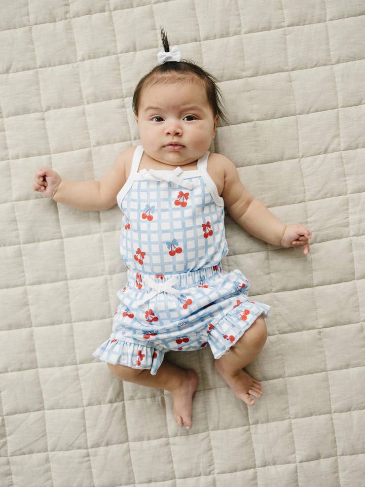 Shorts Set | Gingham Cherry for wholesale by Lucky Panda Kids